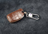 JVCV® Handmade Leather Crocodile Pattern Key Cover – Compatible with Hyundai Alcazar & Creta – 4 Button Smart Key