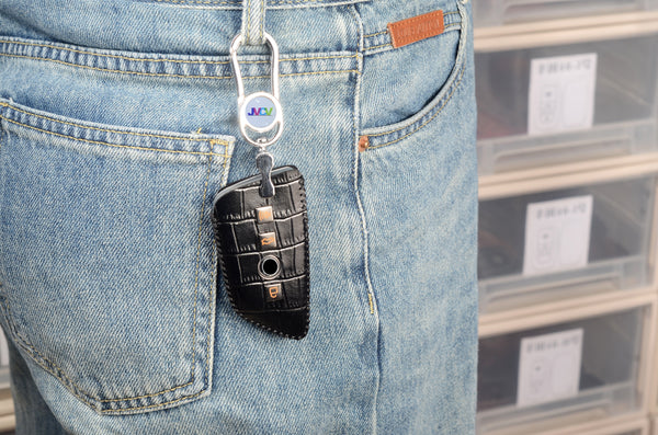 JVCV® Handmade Leather Crocodile Pattern Key Cover – Compatible with BMW 2, 3, 5, 6, 7 Series, X1, X2, X3, X5, X6 – Blade Smart Key