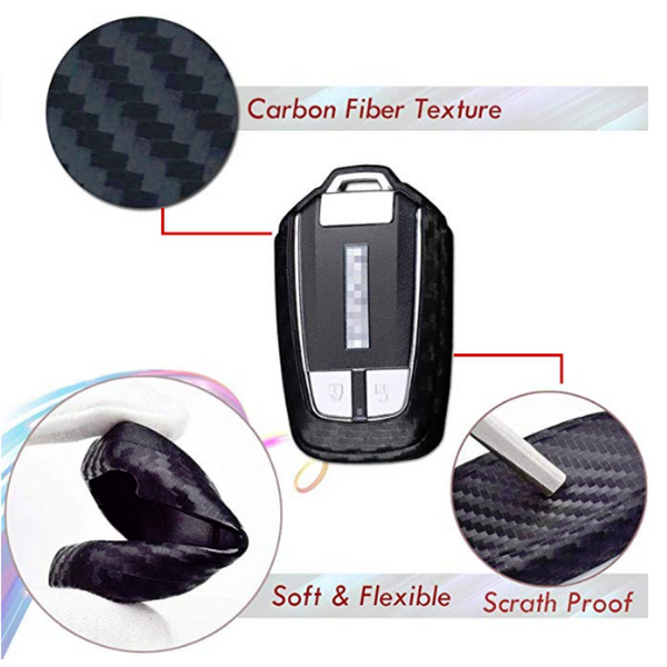 Car Styling Soft Carbon Fiber Pattern Key Cover Compatible with Isuzu Smart Key with Keychain
