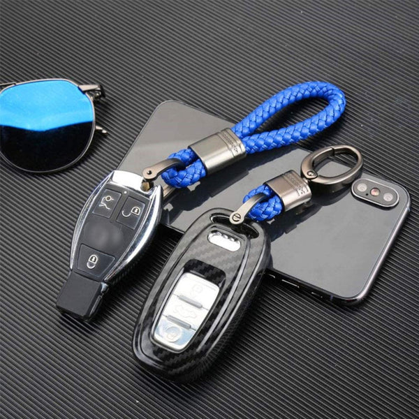 2 Pack Genuine Leather Keychain with Zinc Alloy Buckle Keyring