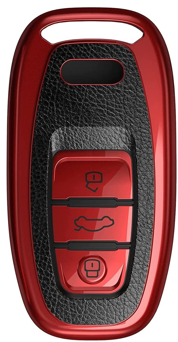 JVCV® Premium Soft TPU Leather Pattern Key Cover Compatible with Audi Smart Key