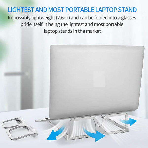 JVCV® Aluminum Ergonomic Laptop Stand – Foldable, Portable Cooling Riser for MacBook, Notebook & Tablets (10–15.6")