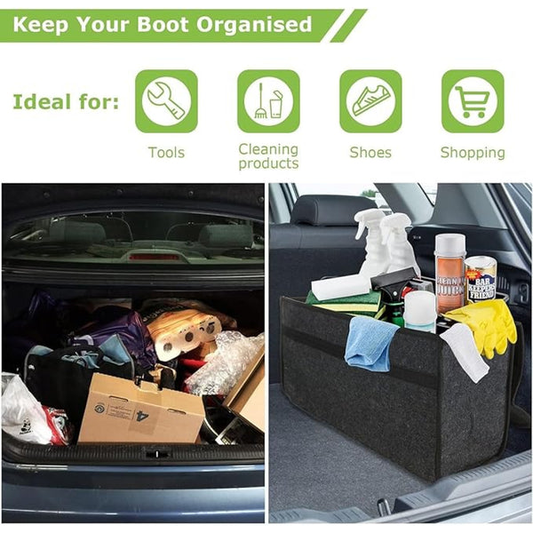 JVCV® Large Anti-Slip Car Trunk Organizer – Heavy-Duty Foldable Boot Storage for SUVs, Sedans & Trucks