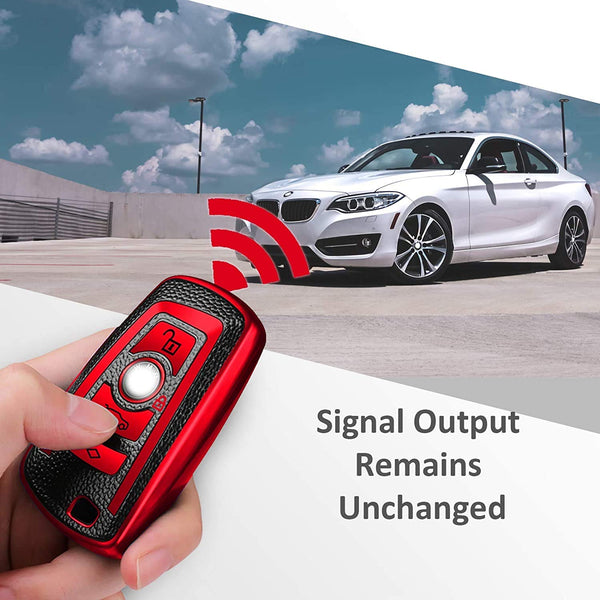 JVCV® Premium Soft TPU Leather Pattern Key Cover Compatible with BMW Smart Key