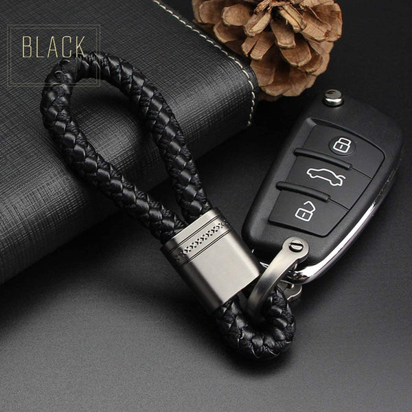 2 Pack Genuine Leather Keychain with Zinc Alloy Buckle Keyring