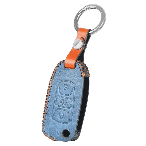 JVCV® Soft Handmade Leather Key Cover Compatible with Tata Curvv Tiago Tigor Nexon Punch Hexa Zest Bolt Safari Storme Flip Key