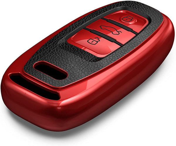 JVCV® Premium Soft TPU Leather Pattern Key Cover Compatible with Audi Smart Key