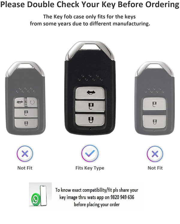 JVCV® Premium Soft Gold Border TPU Leather Pattern Key Cover Compatible with Honda City, Elevate, Civic, Jazz, Amaze, CR-V, WR-V, BR-V 3/4 Button Push Button Start Smart Key