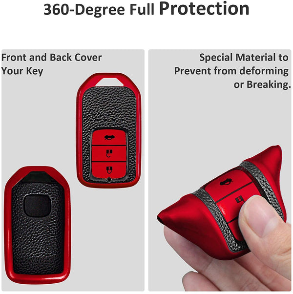 JVCV® Premium Soft TPU Leather Pattern Key Cover Compatible with Honda Smart Key
