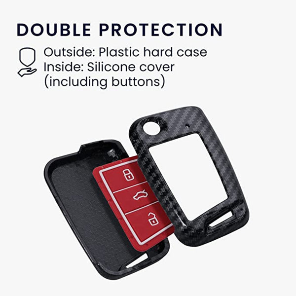 Hard Case Key Cover Compatible with Skoda Slavia Kushaq Taigun Tiguan Virtus Octavia Kodiaq Superb T ROC Folding Key