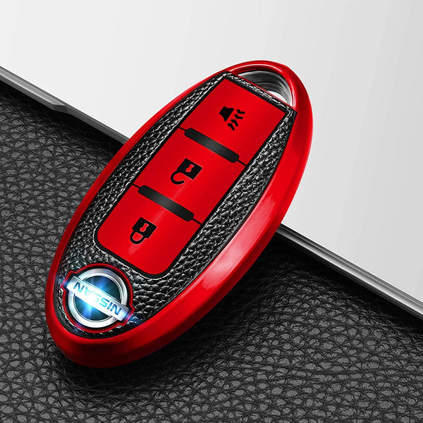JVCV® Premium Soft TPU Leather Pattern Key Cover Compatible with Nissan Smart Key