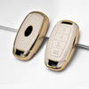 JVCV® Premium Soft Gold Border TPU Leather Pattern Key Cover Compatible with New Hyundai Verna and i20 NLine 4 Button Car Key