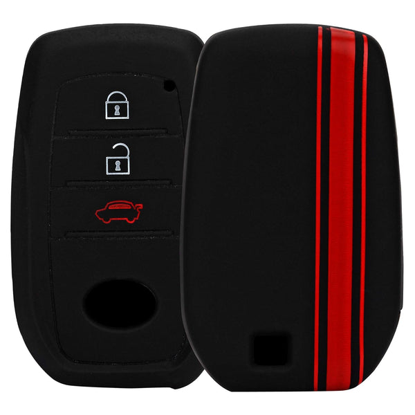 JVCV® Car Key Cover Compatible with Toyota Innova Crysta Hycross & Fortuner Smart Key - Rally Stripe