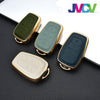 JVCV® Premium Soft Gold Border TPU Leather Pattern Key Cover Compatible with Tata Nexon, Harrier, Tiago EV, Altroz, Tigor, Safari, Nexon EV, Punch, Punch EV 4 Button Smart Key