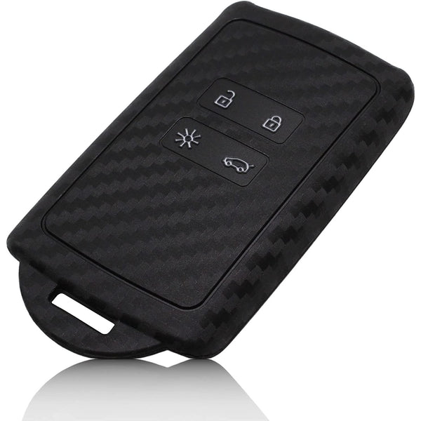 Carbon Fiber Pattern Key Cover Compatible with Renault Kiger Triber Smart Key (Black)