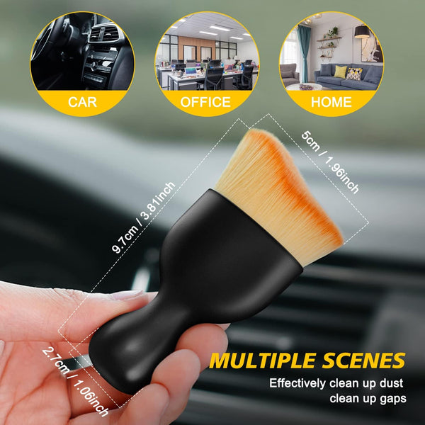Car Interior Dust Brush, Car Detailing Brush, Soft Bristles Detailing Brush Dusting Tool for Automotive Dashboard, Air Conditioner Vents, Leather, Computer,Scratch Free (Brown)