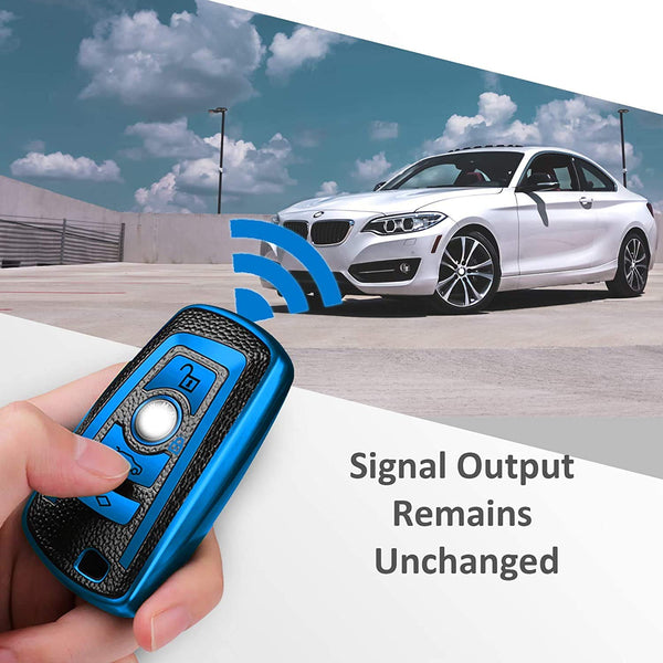 JVCV® Premium Soft TPU Leather Pattern Key Cover Compatible with BMW Smart Key
