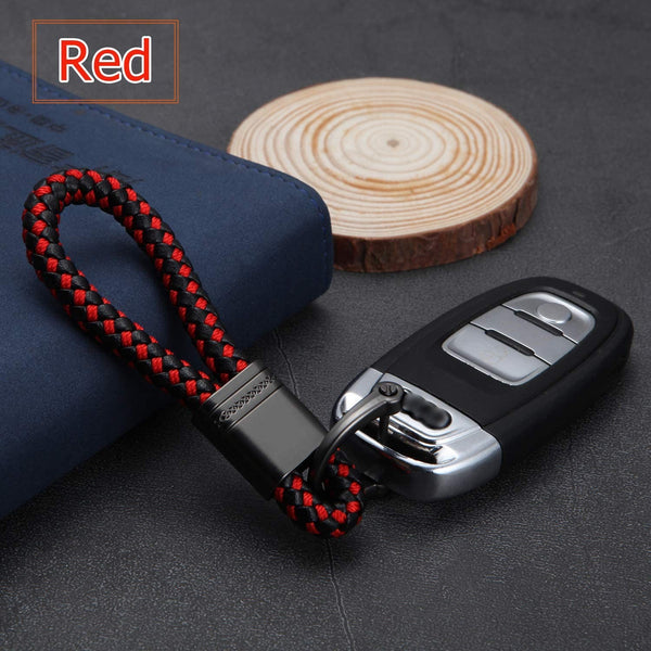 2 Pack Genuine Leather Keychain with Zinc Alloy Buckle Keyring