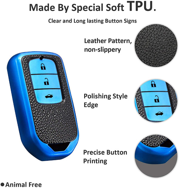 JVCV® Premium Soft TPU Leather Pattern Key Cover Compatible with Honda Smart Key