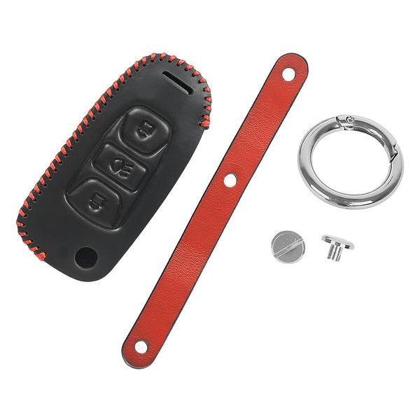 JVCV® Soft Handmade Leather Key Cover Compatible with Tata Curvv Tiago Tigor Nexon Punch Hexa Zest Bolt Safari Storme Flip Key