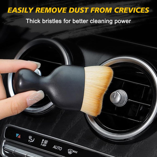 Car Interior Dust Brush, Car Detailing Brush, Soft Bristles Detailing Brush Dusting Tool for Automotive Dashboard, Air Conditioner Vents, Leather, Computer,Scratch Free (Brown)
