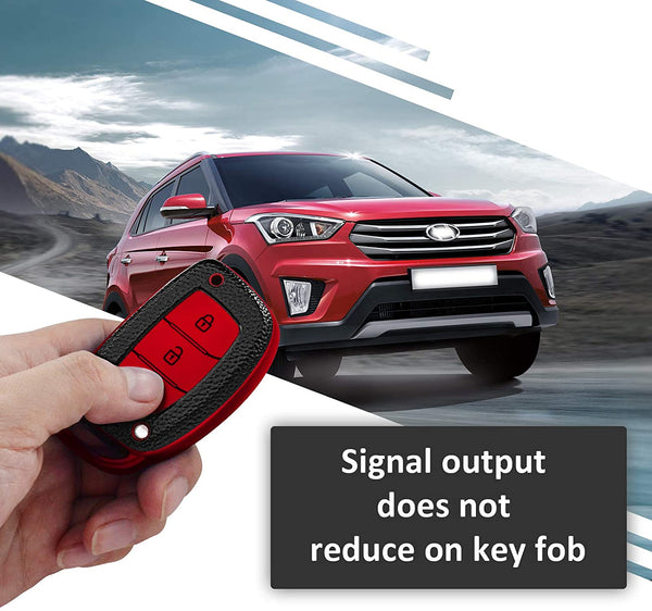 JVCV® Premium Soft TPU Leather Pattern Key Cover Compatible with Hyundai Smart Key's