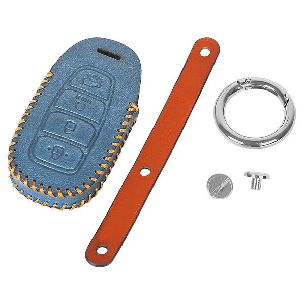 JVCV® Soft Handmade Leather Key Cover Compatible with Hyundai Verna 2023 Car 4 Button Smart Key