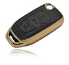 JVCV® Premium Soft Gold Border TPU Leather Pattern Key Cover Compatible with Tata Curvv Tiago Tigor Punch Nexon Zest Bolt Safari Storme Flip Key