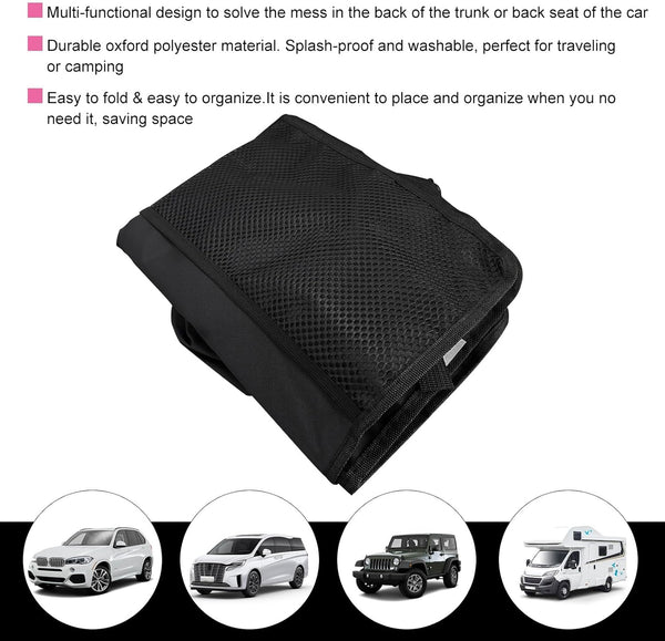 JVCV® Large Capacity Backseat Trunk Organizer – Foldable Multi-Pocket Car Storage Bag with Adjustable Straps for SUV, MPV & Cars