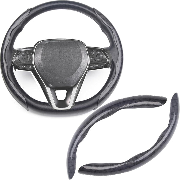 JVCV® Premium ABS Steering Wheel Trim Cover – Wood Pattern | Luxury Car Interior Decorative Overlay | Anti-Slip Scratch-Resistant Stylish Upgrade | Universal Fit for Most Cars