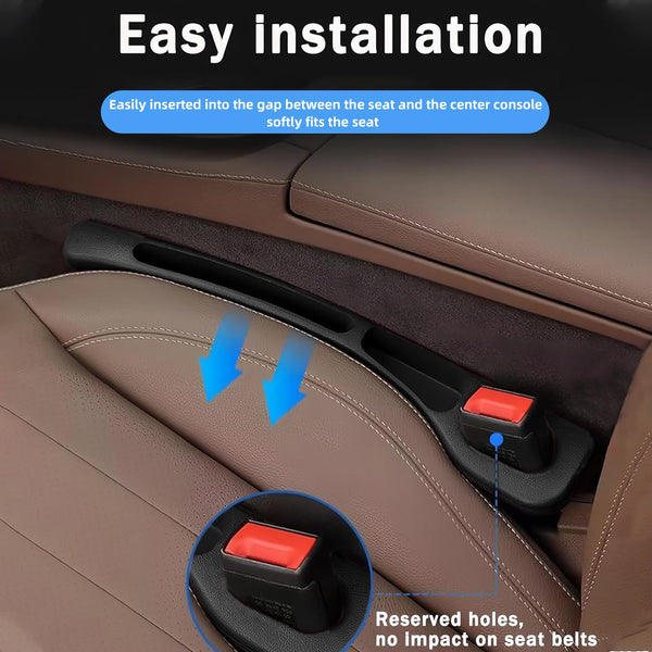 JVCV® Car Seat Gap Filler with Double Slot Storage – Premium PU Leather Gap Plug Organizer for Cars | Anti-Drop Design, Easy Installation – Black, Beige & Brown