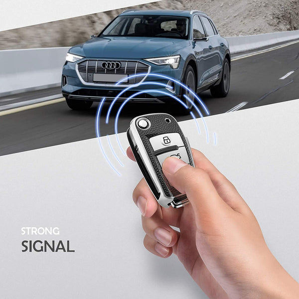 JVCV® Premium Soft TPU Leather Pattern Key Cover Compatible with Audi Folding Key