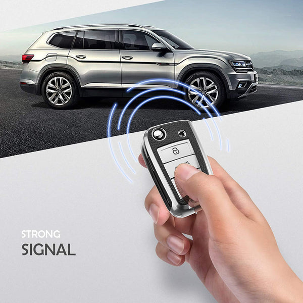 JVCV® Premium Soft TPU Leather-Pattern Key Cover – Compatible with Škoda & Volkswagen Folding Keys