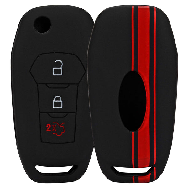 JVCV® Car Key Cover Compatible with Ford Endeavour Figo Aspire Freestyle Flip Key - Rally Stripe