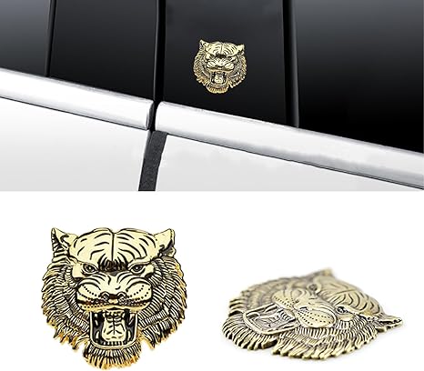 JVCV® 3D Metal Tiger Sticker – Chrome Emblem Badge for Cars, Bikes, Laptops, Helmets & More