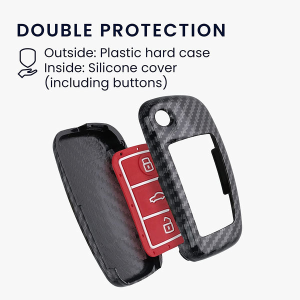 JVCV® Hard Case Key Cover Compatible with Audi A1 A3 A6 Q2 Q3 Q7 TT TTS R8 S3 S6 RS3 Folding Key - Stylish Durable Protection
