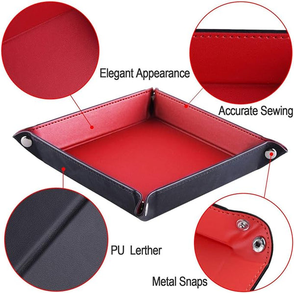 JVCV® PU Leather Valet Tray – Premium Desktop Organizer for Keys, Phone, Wallet, Coins & Jewelry (Catchall Nightstand Tray)