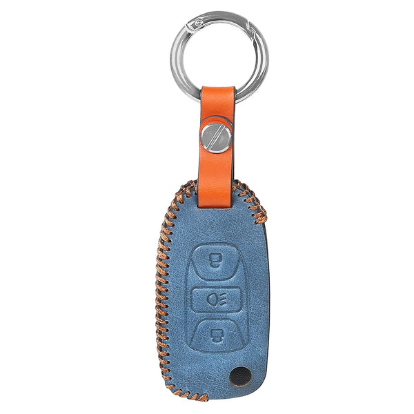 JVCV® Soft Handmade Leather Key Cover Compatible with Tata Curvv Tiago Tigor Nexon Punch Hexa Zest Bolt Safari Storme Flip Key