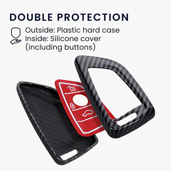 JVCV® Hard Case Key Cover Compatible with BMW X1, X3, X6, X5, 5 Series, 6 Series, 7 Series 4 Button Blade Smart Key - Stylish Durable Protection