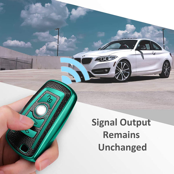 JVCV® Premium Soft TPU Leather Pattern Key Cover Compatible with BMW Smart Key