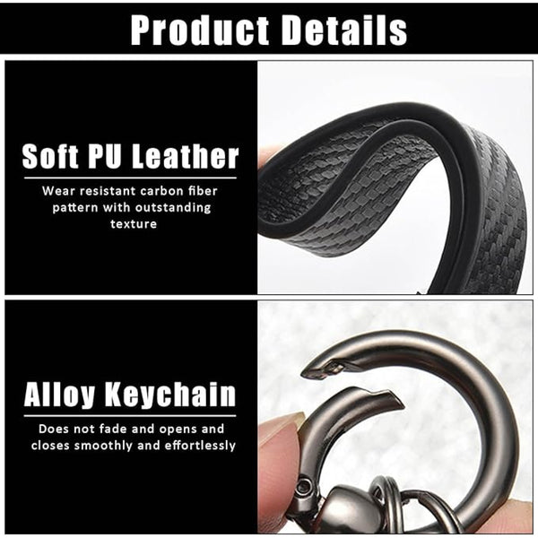 Microfiber Leather Car Keychain, Universal Key Fob Keychain Carbon Fiber Pattern Leather Key Chain Holder for Men and Women
