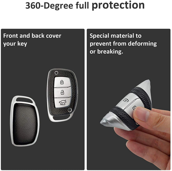 JVCV® Premium Soft TPU Leather Pattern Key Cover Compatible with Hyundai Smart Key's