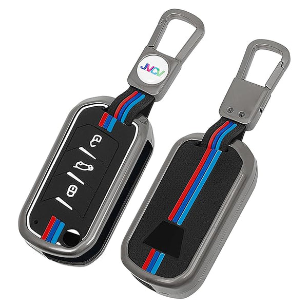 JVCV® Metal Key Cover compatible with Mahindra XUV 700, 3XO, Thar, Marazzo, Bolero, Scorpio, Scorpio N, XUV 300, TUV300 Plus and XUV 400 EV 3 Button flip Key