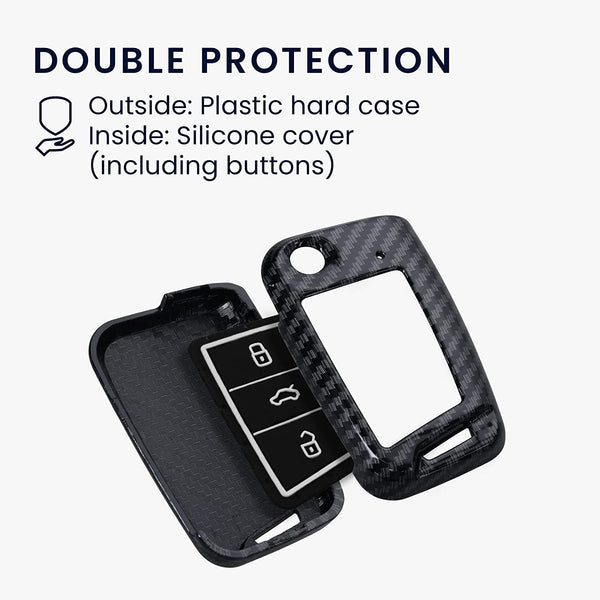 Hard Case Key Cover Compatible with Skoda Slavia Kushaq Taigun Tiguan Virtus Octavia Kodiaq Superb T ROC Folding Key