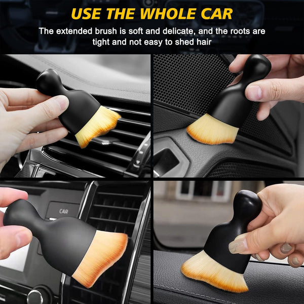 Car Interior Dust Brush, Car Detailing Brush, Soft Bristles Detailing Brush Dusting Tool for Automotive Dashboard, Air Conditioner Vents, Leather, Computer,Scratch Free (Brown)