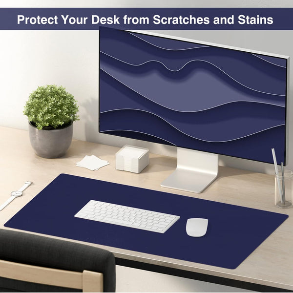 JVCV® Premium Vegan Leather Desk Mat – Reversible, Non-Slip Extended Mouse Pad for Office, WFH & Gaming (80×40 cm)