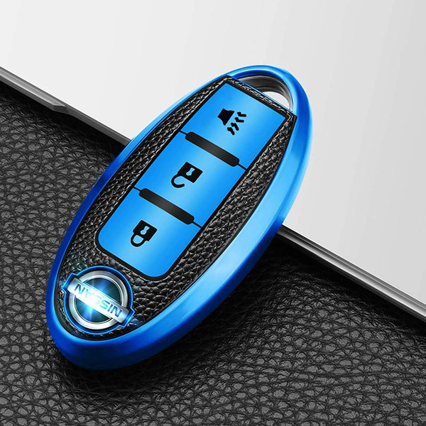 JVCV® Premium Soft TPU Leather Pattern Key Cover Compatible with Nissan Smart Key