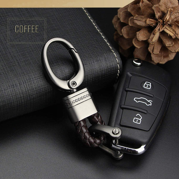 2 Pack Genuine Leather Keychain with Zinc Alloy Buckle Keyring