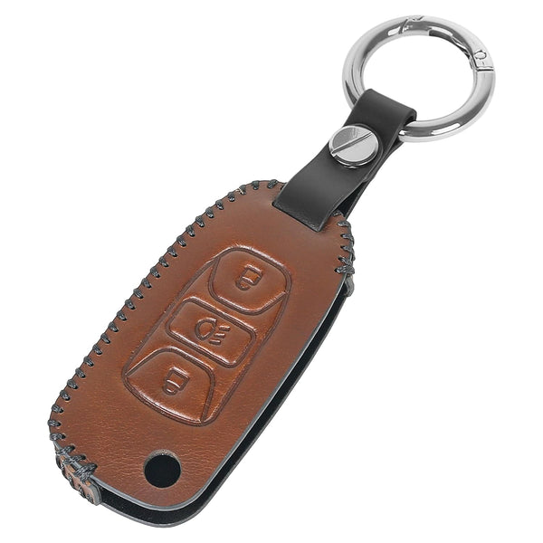 JVCV® Soft Handmade Leather Key Cover Compatible with Tata Curvv Tiago Tigor Nexon Punch Hexa Zest Bolt Safari Storme Flip Key