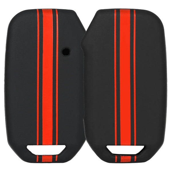 JVCV® Car Key Cover Compatible with Kia Seltos Facelift HTX and Carens X 4 Button Smart Key - Rally Stripe